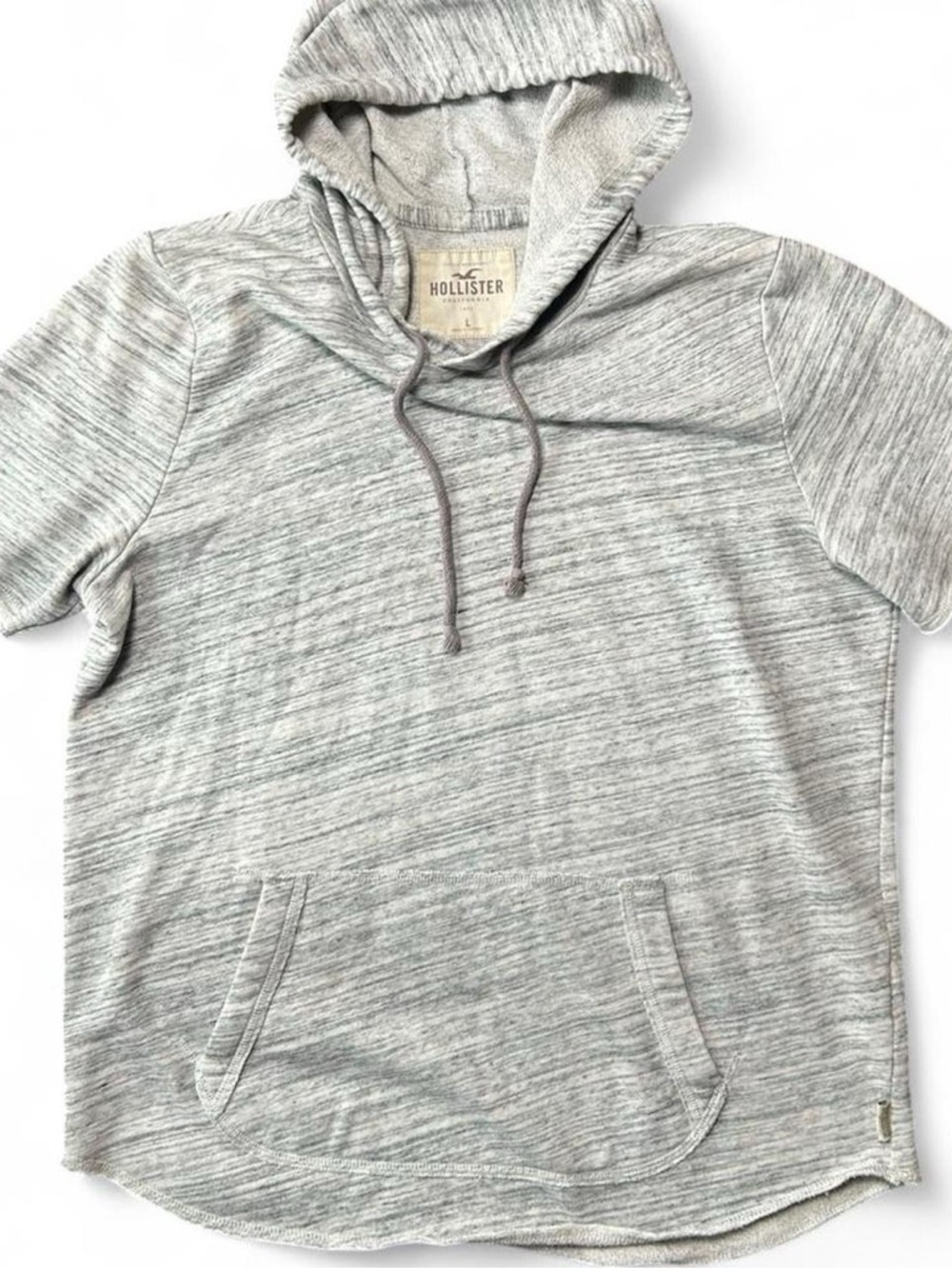 Hollister Heather Gray Short Sleeve Hooded Pullover